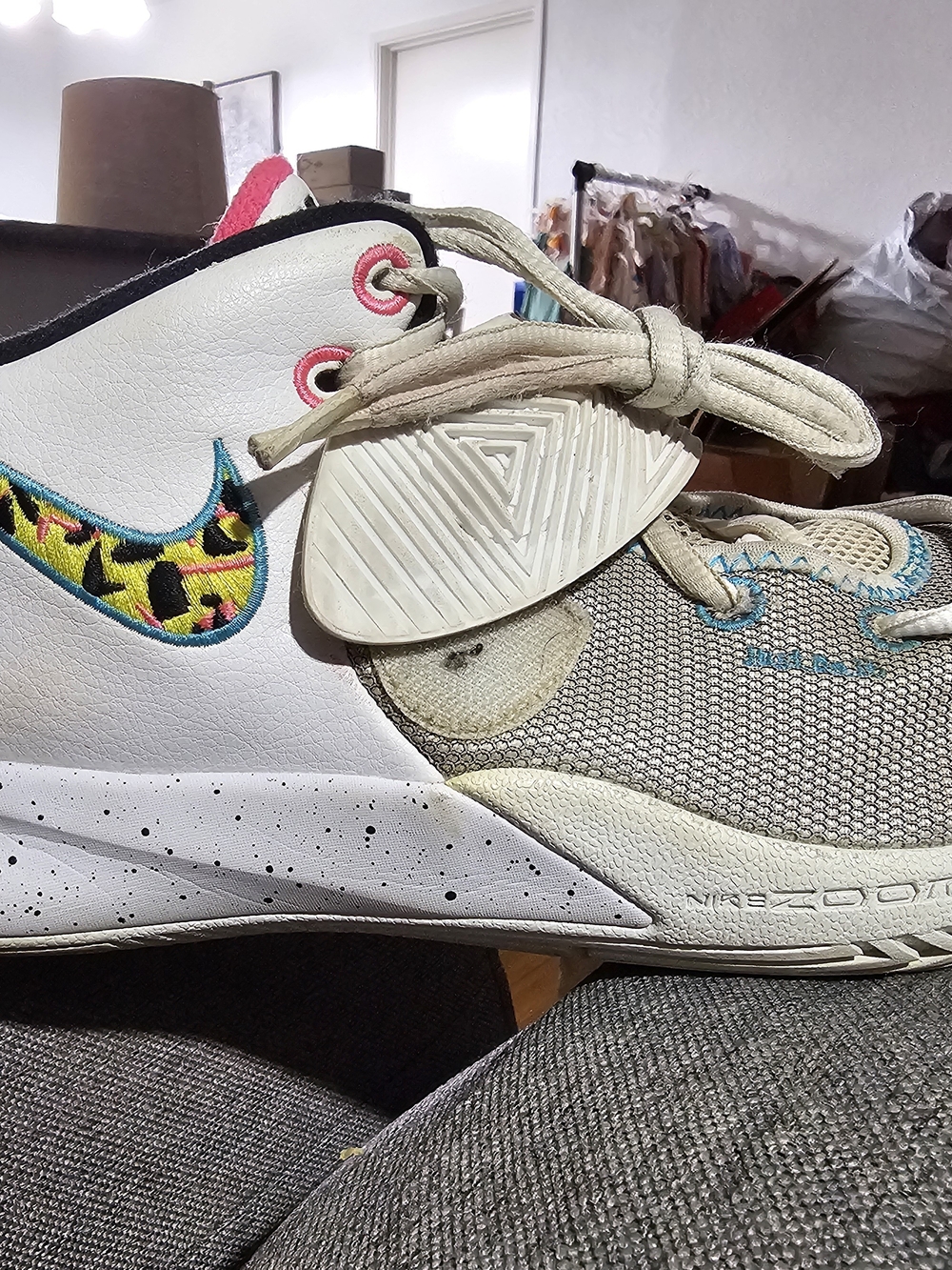 Nike Kids White and Multi-Color Swoosh Basketball Sneakers